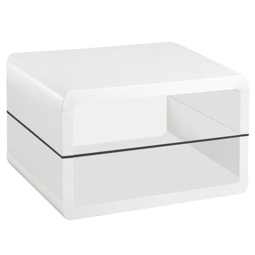 Elana Square 2-shelf End Table Glossy White - U&U Home Budget Furniture (Carteret, NJ)