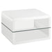 Elana Square 2-shelf End Table Glossy White - U&U Home Budget Furniture (Carteret, NJ)