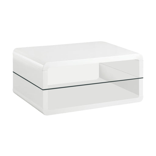 Elana Rectangle 2-shelf Coffee Table Glossy White - U&U Home Budget Furniture (Carteret, NJ)