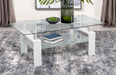 Dyer Rectangular Glass Top Coffee Table With Shelf White - U&U Home Budget Furniture (Carteret, NJ)