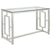 Merced Rectangle Glass Top Sofa Table Nickel - U&U Home Budget Furniture (Carteret, NJ)