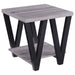 Stevens V-shaped End Table Black and Antique Grey - U&U Home Budget Furniture (Carteret, NJ)