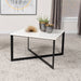 Tobin Square Marble Top Coffee Table White and Black - U&U Home Budget Furniture (Carteret, NJ)