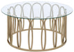 Monett Round Coffee Table Chocolate Chrome and Clear - U&U Home Budget Furniture (Carteret, NJ)