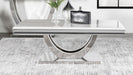 Kerwin U-base Rectangle Coffee Table White and Chrome - U&U Home Budget Furniture (Carteret, NJ)