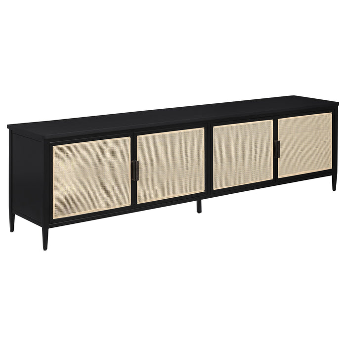 Amherst 4-door 78-inch Metal TV Stand Media Console Black - U&U Home Budget Furniture (Carteret, NJ)