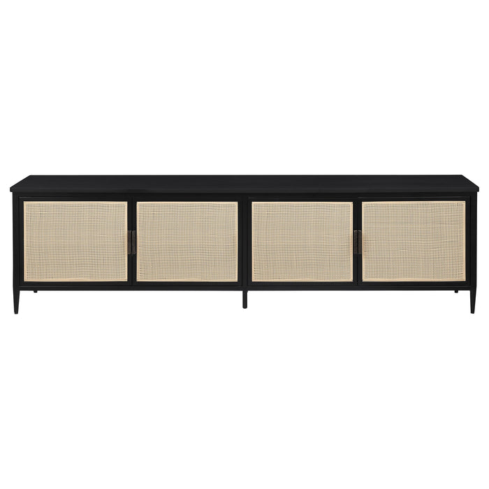 Amherst 4-door 78-inch Metal TV Stand Media Console Black - U&U Home Budget Furniture (Carteret, NJ)