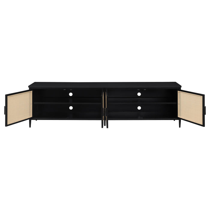 Amherst 4-door 78-inch Metal TV Stand Media Console Black - U&U Home Budget Furniture (Carteret, NJ)