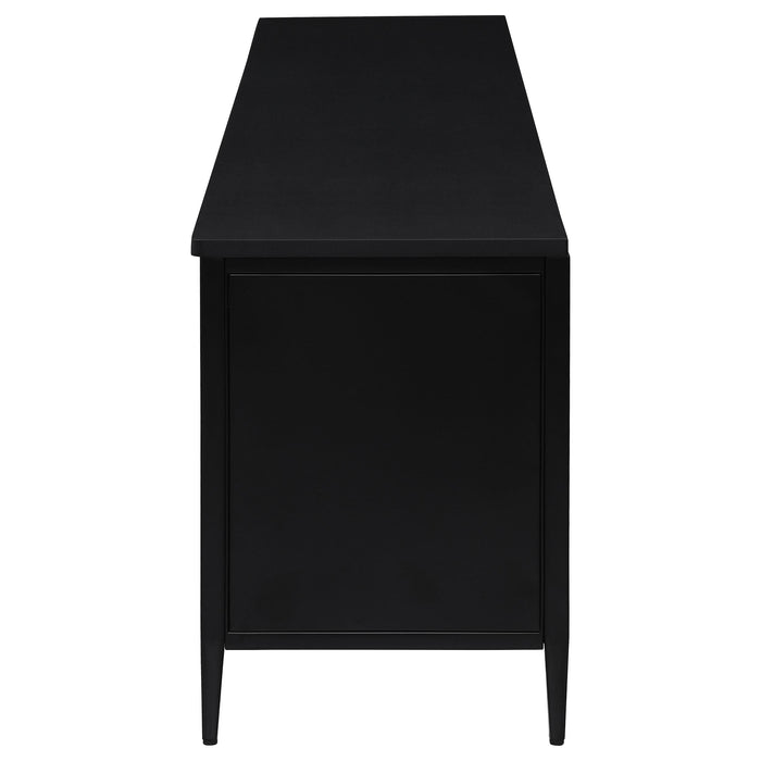 Amherst 4-door 78-inch Metal TV Stand Media Console Black - U&U Home Budget Furniture (Carteret, NJ)