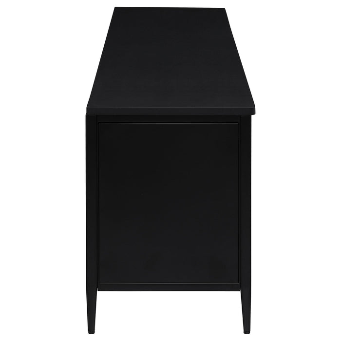 Amherst 4-door 78-inch Metal TV Stand Media Console Black - U&U Home Budget Furniture (Carteret, NJ)