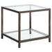 Trini End Table with Glass Shelf Black Nickel - U&U Home Budget Furniture (Carteret, NJ)