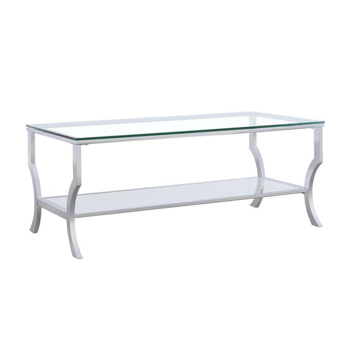 Saide Rectangular Coffee Table with Mirrored Shelf Chrome - U&U Home Budget Furniture (Carteret, NJ)