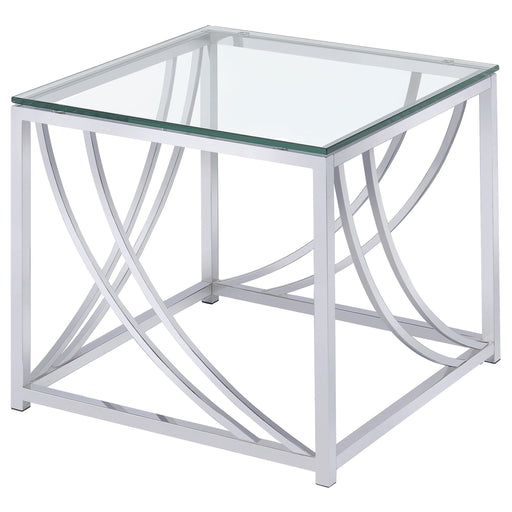 Lille Glass Top Square End Table Accents Chrome - U&U Home Budget Furniture (Carteret, NJ)