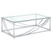Lille Glass Top Rectangular Coffee Table Accents Chrome - U&U Home Budget Furniture (Carteret, NJ)