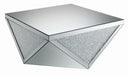 Amore Square Coffee Table with Triangle Detailing Silver and Clear Mirror - U&U Home Budget Furniture (Carteret, NJ)