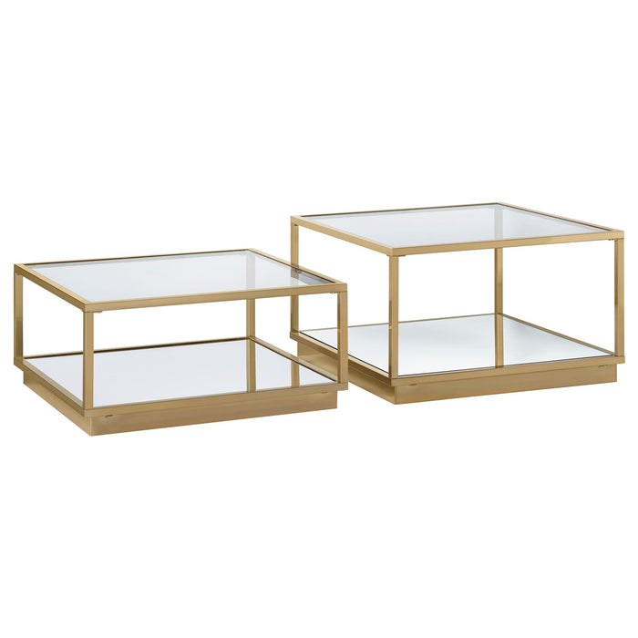 Renee 2-piece Square Occasional Set Rose Brass - U&U Home Budget Furniture (Carteret, NJ)