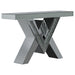 Taffeta V-shaped Sofa Table with Glass Top Silver - U&U Home Budget Furniture (Carteret, NJ)
