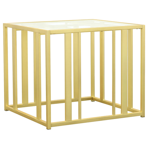 Adri Metal Frame End Table Matte Brass - U&U Home Budget Furniture (Carteret, NJ)