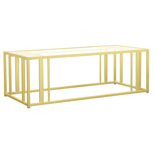 Adri Metal Frame Coffee Table Matte Brass - U&U Home Budget Furniture (Carteret, NJ)