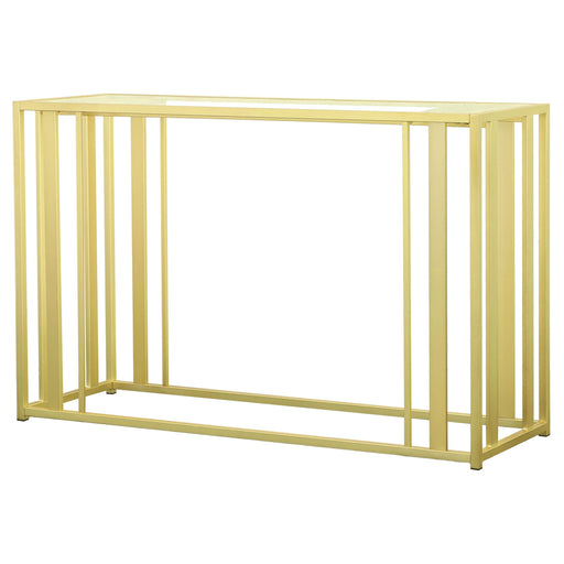 Adri Metal Frame Sofa Table Matte Brass - U&U Home Budget Furniture (Carteret, NJ)