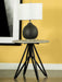Hadi Round End Table with Hairpin Legs Cement and Gunmetal - U&U Home Budget Furniture (Carteret, NJ)