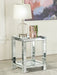 Valentina Square End Table with Glass Top Mirror - U&U Home Budget Furniture (Carteret, NJ)