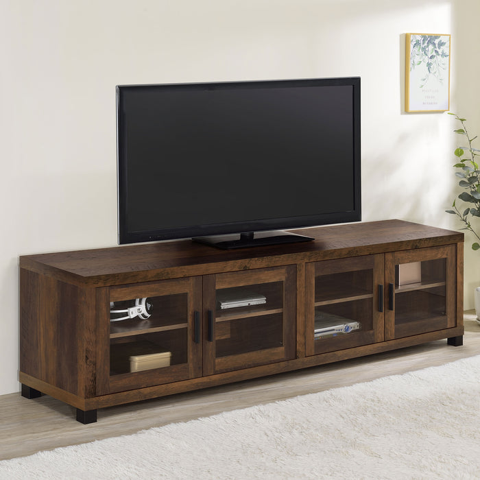 Sachin Rectangular TV Console with Glass Doors - U&U Home Budget Furniture (Carteret, NJ)