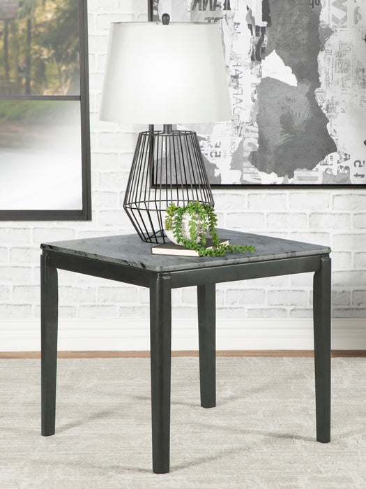 Mozzi Square End Table Faux Grey Marble and Black - U&U Home Budget Furniture (Carteret, NJ)
