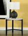 Tandi Round End Table Faux White Marble and Black - U&U Home Budget Furniture (Carteret, NJ)