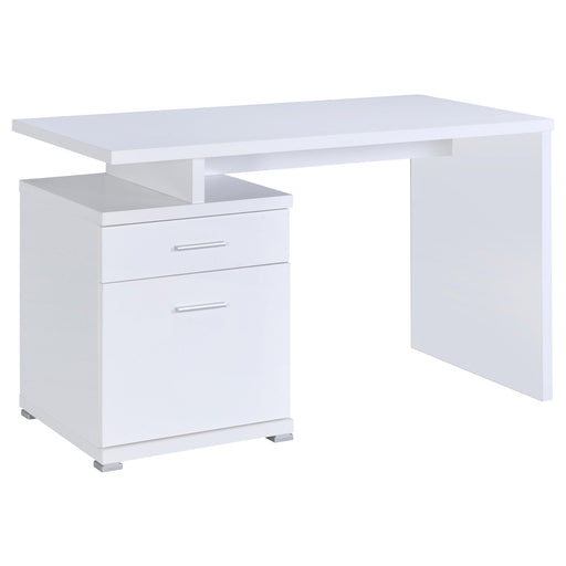 Irving 2-drawer Office Desk with Cabinet White - U&U Home Budget Furniture (Carteret, NJ)