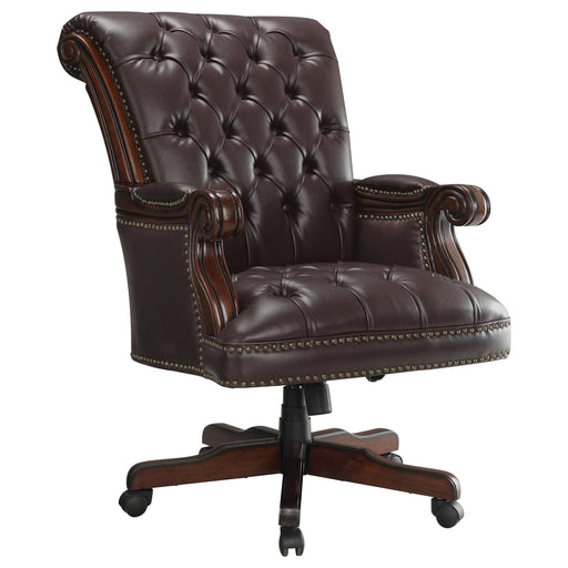 Calloway Tufted Adjustable Height Office Chair Dark Brown - U&U Home Budget Furniture (Carteret, NJ)