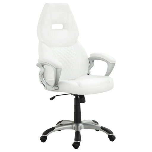 Bruce Adjustable Height Office Chair White and Silver - U&U Home Budget Furniture (Carteret, NJ)