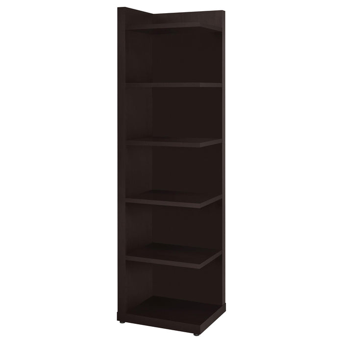 Pinckard 6-tier Corner Bookcase Cappuccino - U&U Home Budget Furniture (Carteret, NJ)