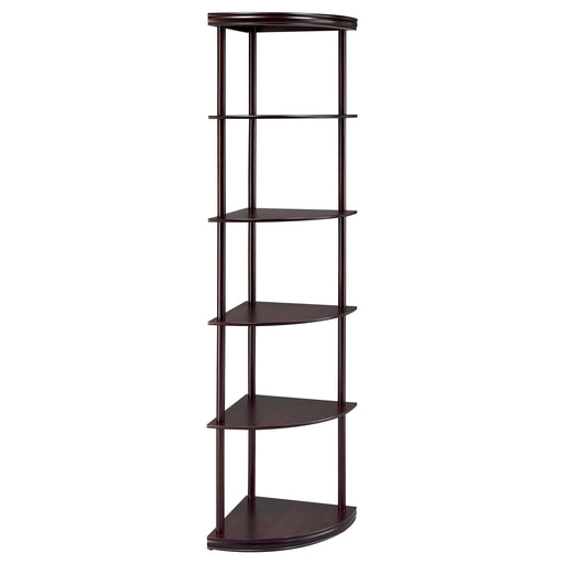 Bonwick 5-shelf Corner Bookshelf Cappuccino - U&U Home Budget Furniture (Carteret, NJ)
