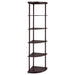 Bonwick 5-shelf Corner Bookshelf Cappuccino - U&U Home Budget Furniture (Carteret, NJ)