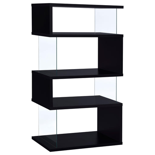 Emelle 4-tier Bookcase Black and Clear - U&U Home Budget Furniture (Carteret, NJ)