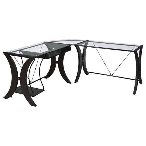 Monterey 3-piece L-shaped Computer Desk Set Cappuccino - U&U Home Budget Furniture (Carteret, NJ)