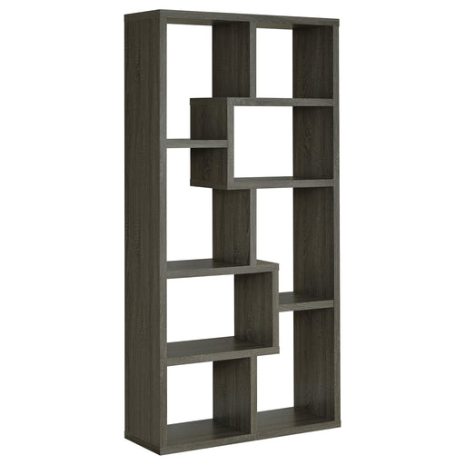 Theo 10-shelf Bookcase Weathered Grey - U&U Home Budget Furniture (Carteret, NJ)