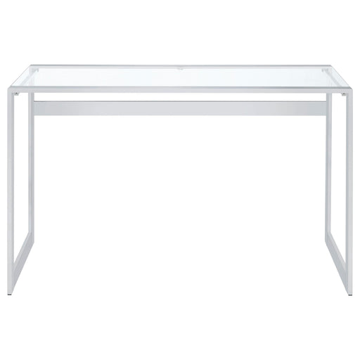 Hartford Glass Top Writing Desk Chrome - U&U Home Budget Furniture (Carteret, NJ)