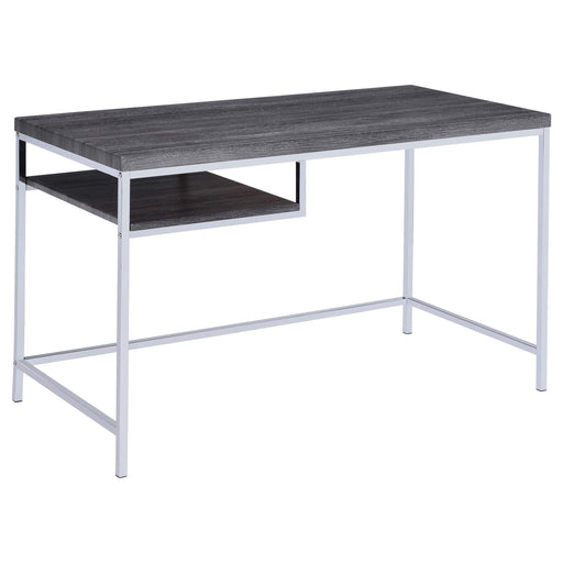Kravitz Rectangular Writing Desk Weathered Grey and Chrome - U&U Home Budget Furniture (Carteret, NJ)