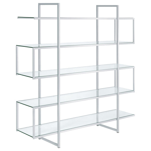 Elmer 5-shelf Bookcase Chrome and Clear - U&U Home Budget Furniture (Carteret, NJ)