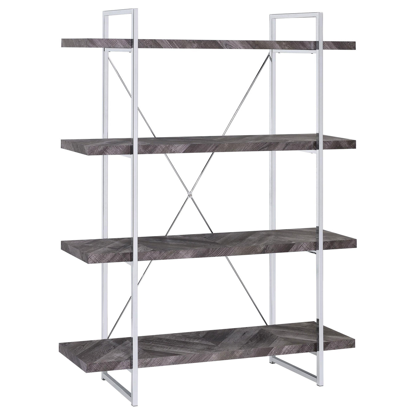 Rustic Grey Herringbone / Chrome