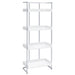 Ember 4-shelf Bookcase White High Gloss and Chrome - U&U Home Budget Furniture (Carteret, NJ)