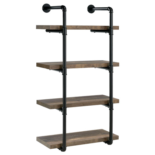 Elmcrest 24-inch Wall Shelf Black and Rustic Oak - U&U Home Budget Furniture (Carteret, NJ)