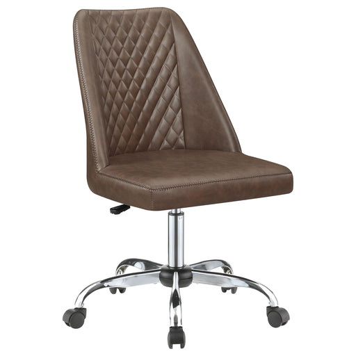 Althea Upholstered Tufted Back Office Chair Brown and Chrome - U&U Home Budget Furniture (Carteret, NJ)