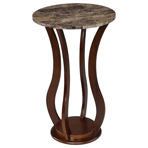 Elton Round Marble Top Accent Table Brown - U&U Home Budget Furniture (Carteret, NJ)