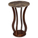 Elton Round Marble Top Accent Table Brown - U&U Home Budget Furniture (Carteret, NJ)
