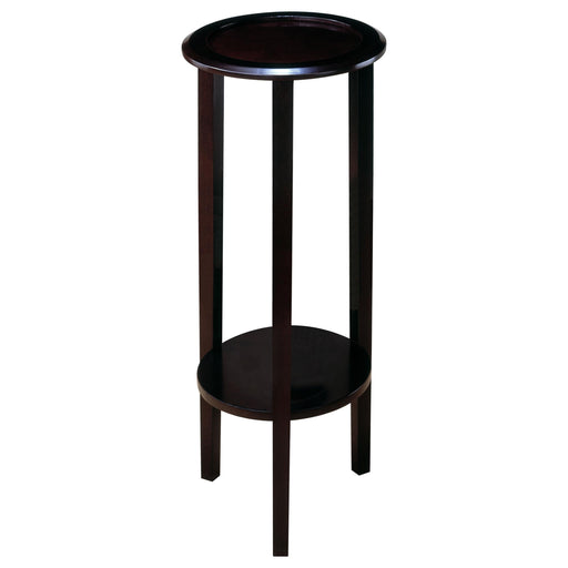 Kirk Round Accent Table with Bottom Shelf Espresso - U&U Home Budget Furniture (Carteret, NJ)