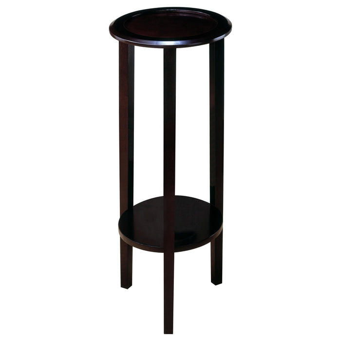 Kirk Round Accent Table with Bottom Shelf Espresso - U&U Home Budget Furniture (Carteret, NJ)