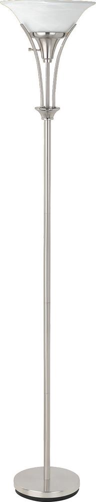 Archie Floor Lamp with Frosted Ribbed Shade Brushed Steel - U&U Home Budget Furniture (Carteret, NJ)